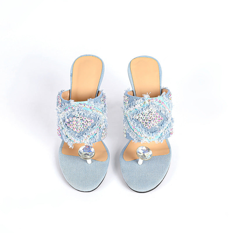 Femme Riesenstein-besatte elegante Slide Sandaler  Stilla