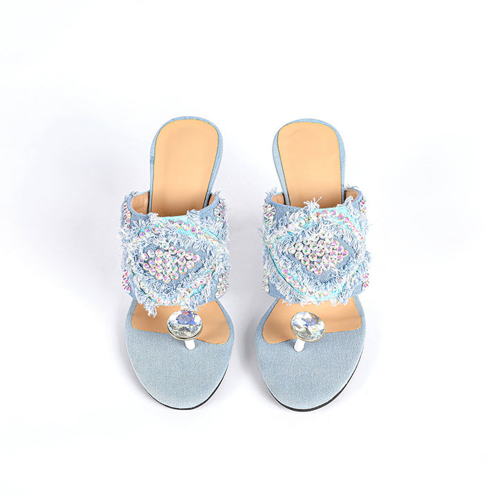 Femme Riesenstein-besatte elegante Slide Sandaler  Stilla