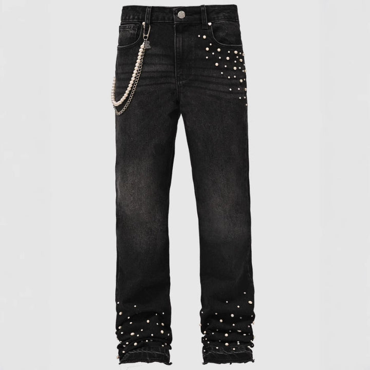Damejeans med perleapplikationer og moderne snit Stilla