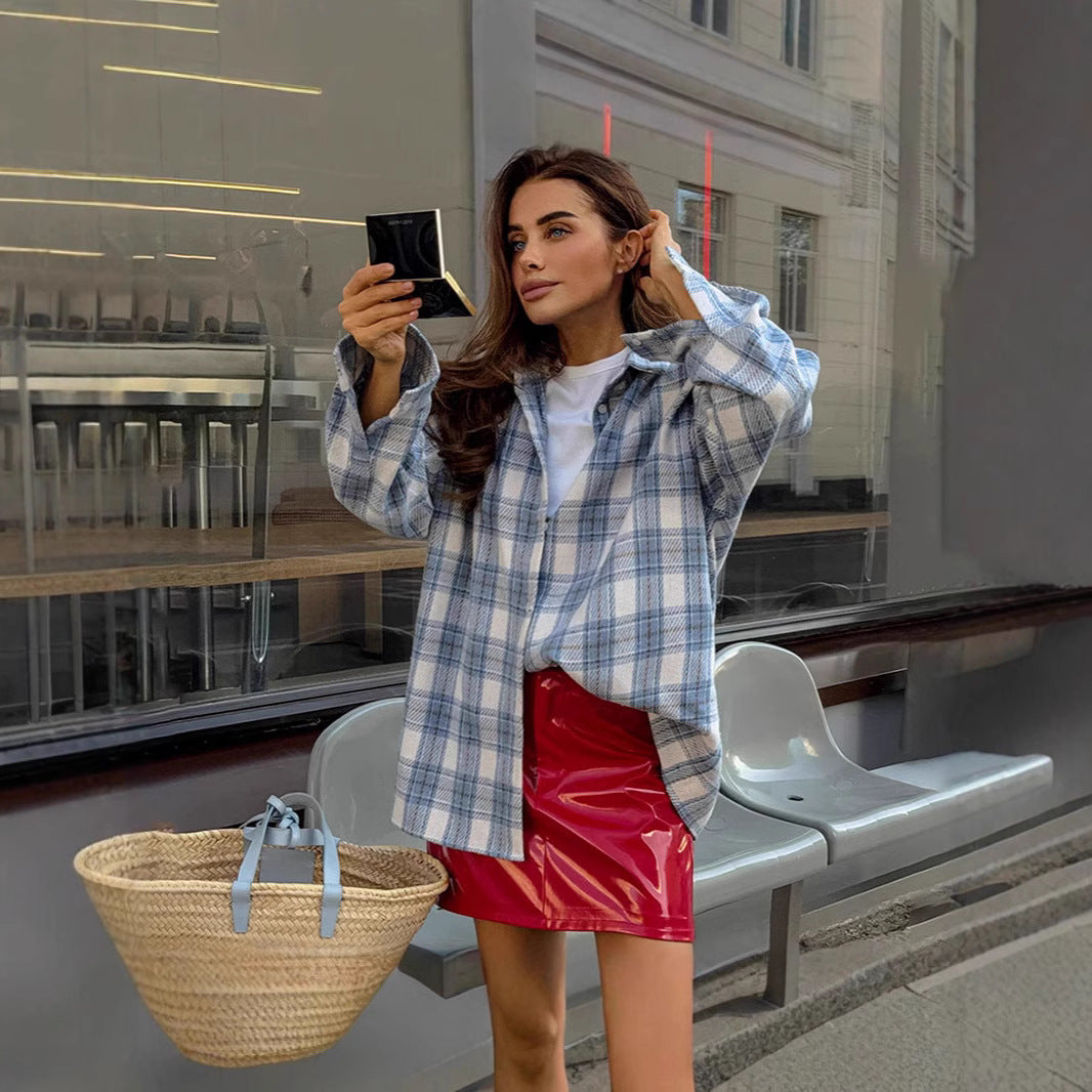 Femme Cozy Plus Size Flannel Skjorte Stilla