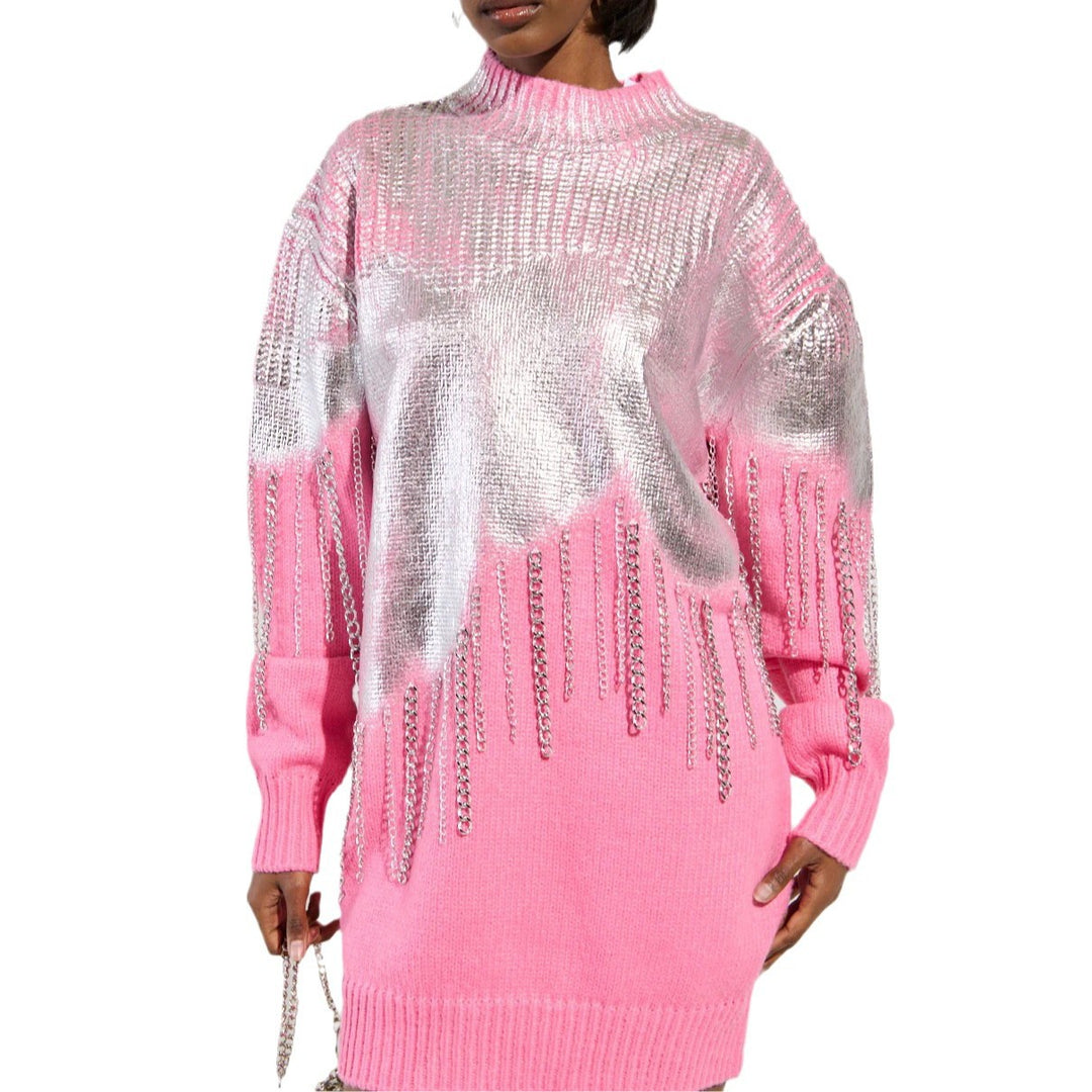 Kvinders Glamourøse Sweater med Glitter Frynser Stilla
