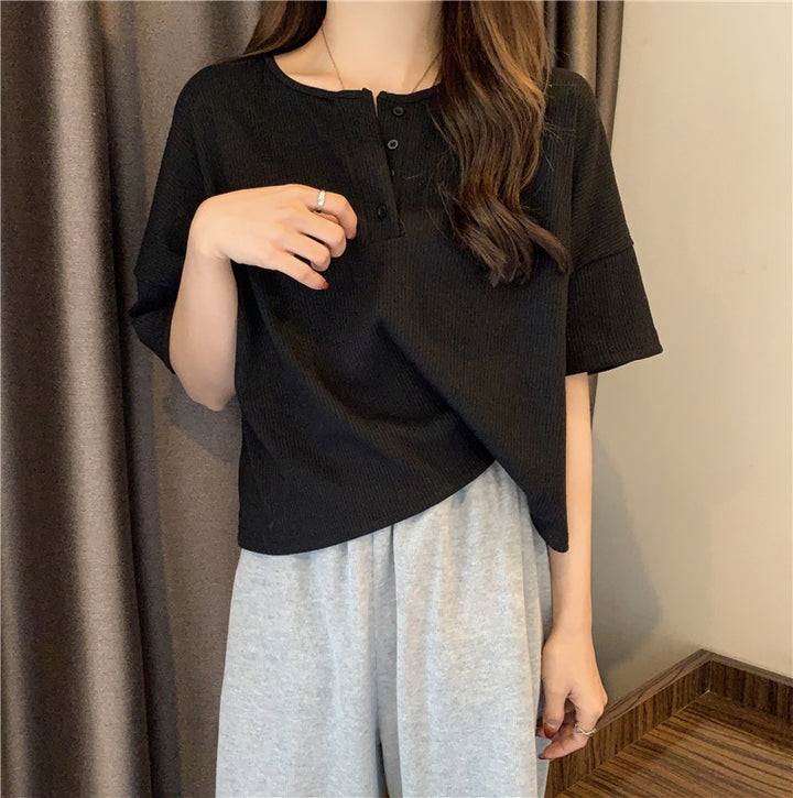 Femme Casual Knap-Op Ribtop Stilla