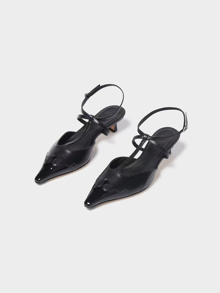 Femme Spids-tå Slingback Sko med kunstnerisk Udsnit-design Stilla
