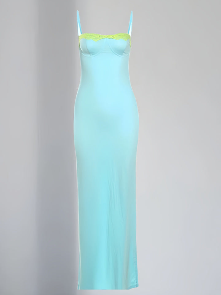 Dame Bodycon Maxikjole med fine spidsdetaljer Stilla