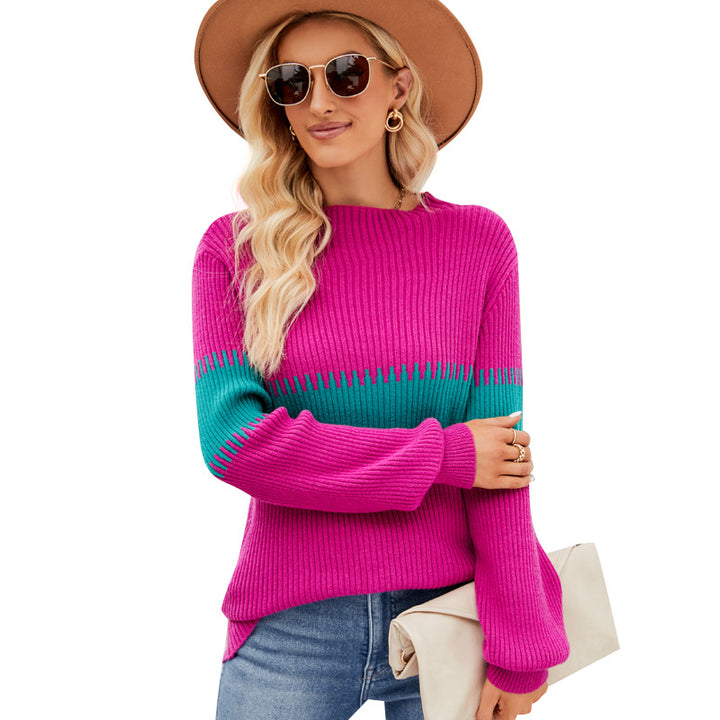 Dame strikpullover med moderne farveblok-design Stilla