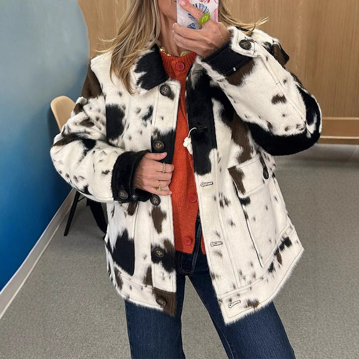 Damer casual oversized jakke med dyreprint Stilla