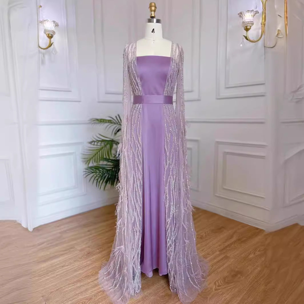 Dame Elegante Maxikjole med skinnende frynser og gennemsigtig overdel Stilla