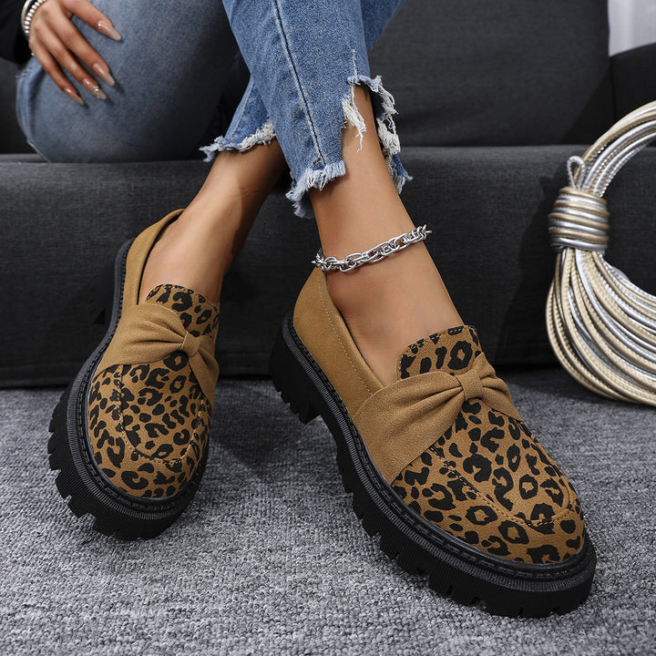 Dame loafers med leopardmønster og dekorativ sløjfedetalje Stilla