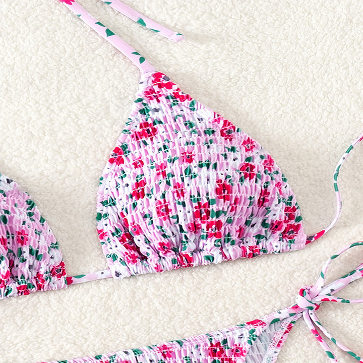 Dame Triangel-Bikini med blomstret flap mønster Skovae