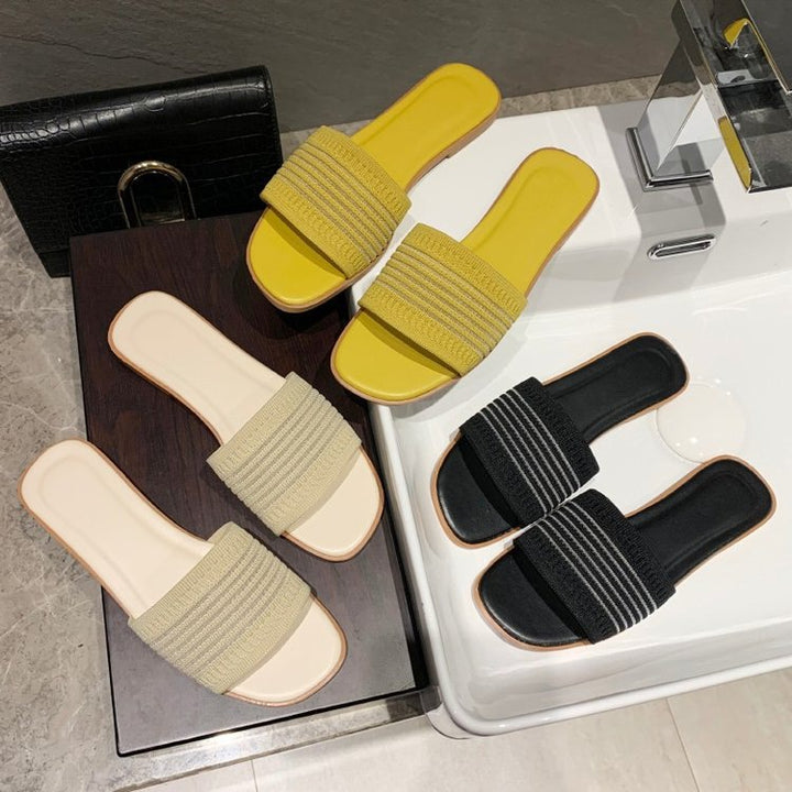 Dame Komfortable Slip-On Sandaler med elastisk Remdesign Stilla