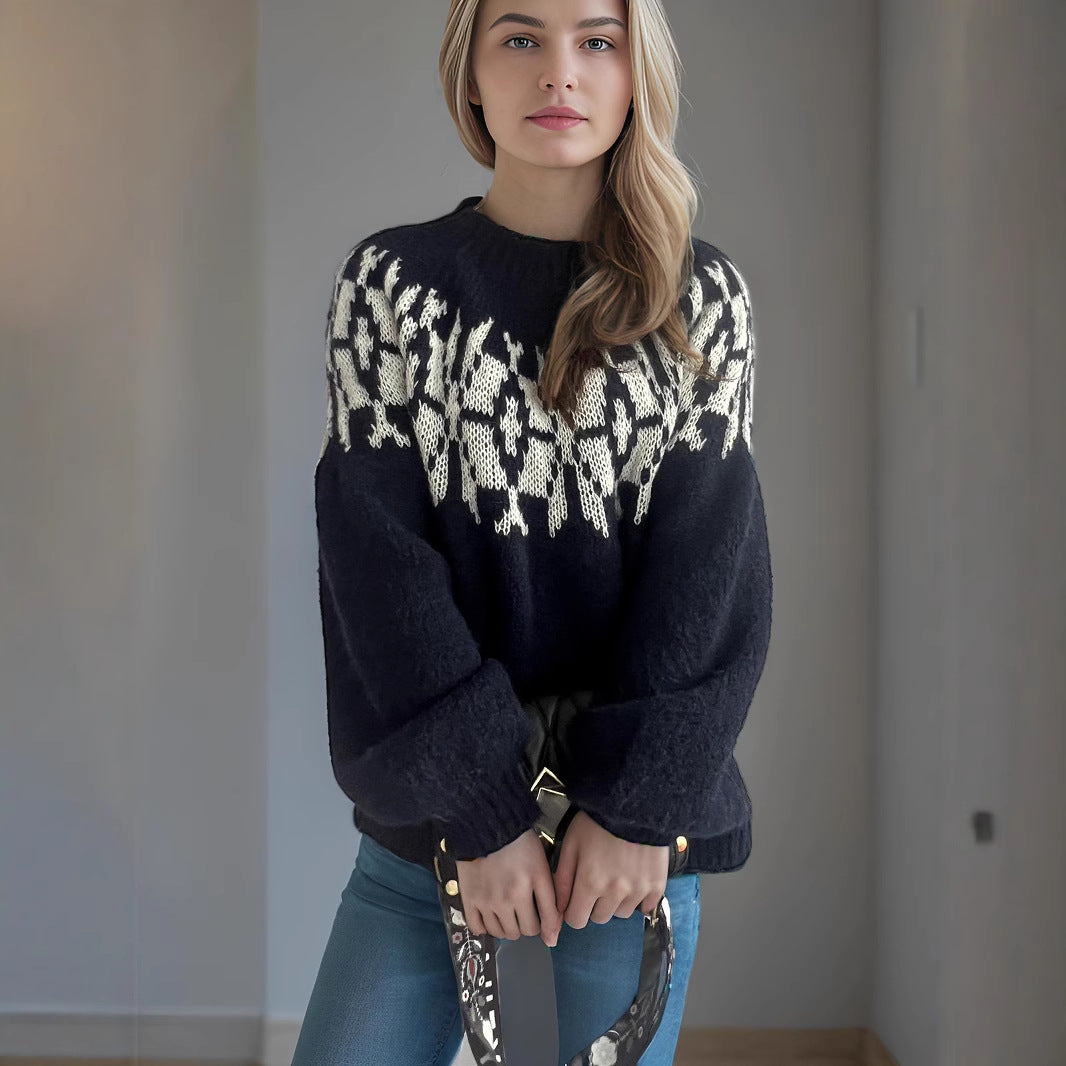 Kvinders behagelige sweater med moderne norsk mønster Stilla