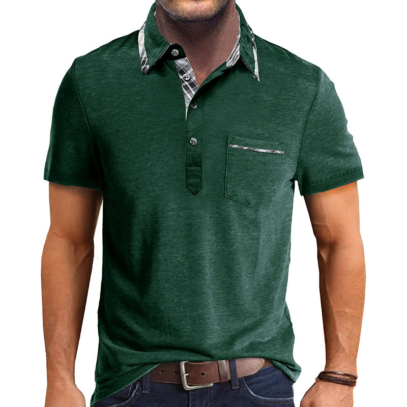 Herrer Polo-shirt med stilfuld ternet detalje og brystlomme Stilla