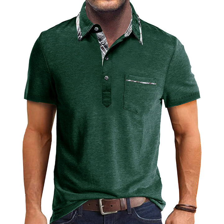 Herrer Polo-shirt med stilfuld ternet detalje og brystlomme Stilla