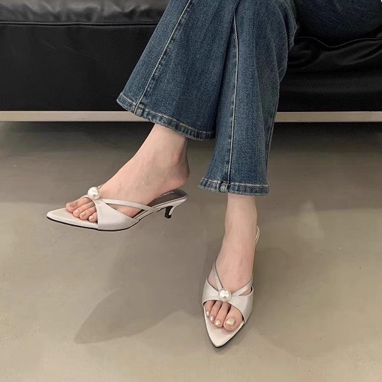 Damer elegante Slingback-hæle med perleaccent Stilla
