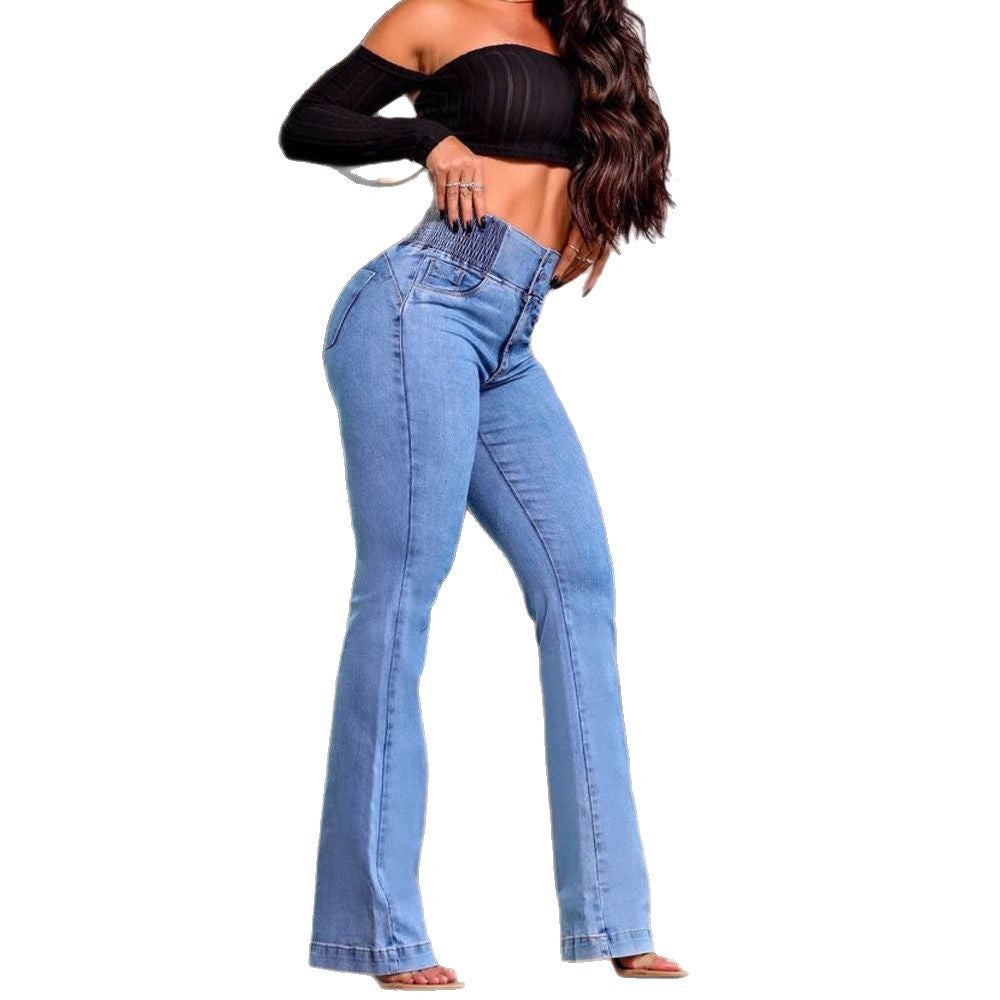 Dame Bootcut Jeans med høj talje og figurskabende design Stilla