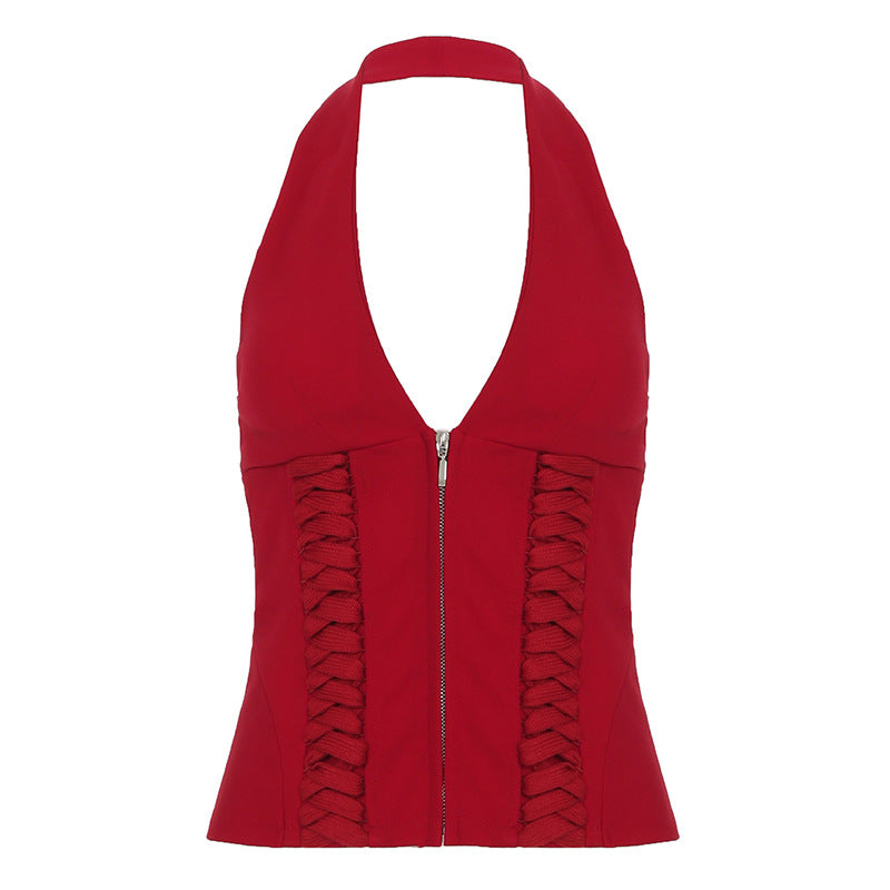 Dame Cropped top med raffineret snøre design Skovae