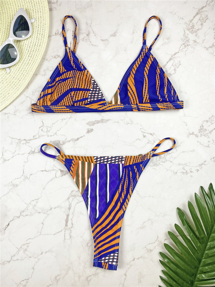 Dame Triangle Top og justerbar Tanga Bikini Sæt Stilla