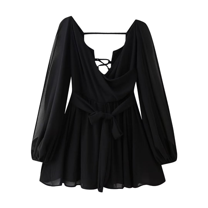 Femme Wrap-bluse med snøring i ryggen og lange ærmer Stilla