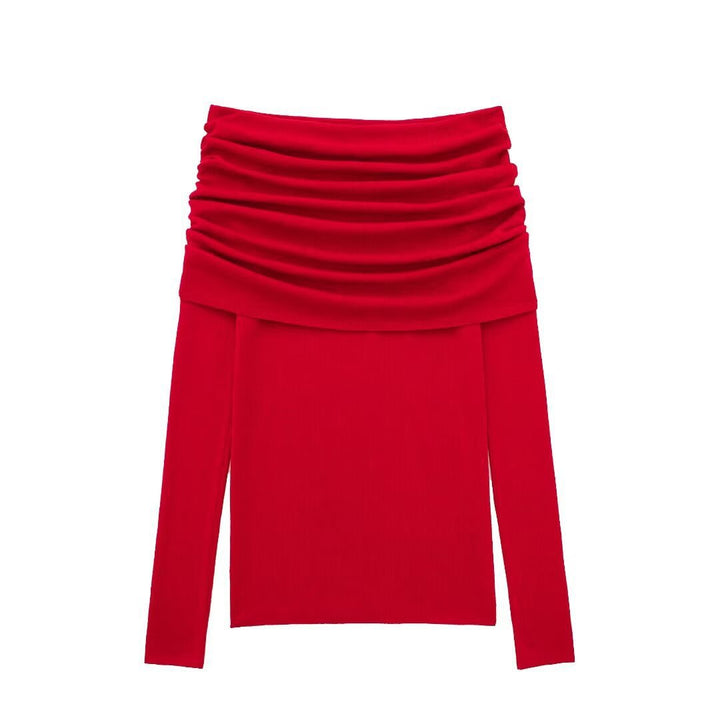 Dame Off-Shoulder Langærmet top med rynk Stilla