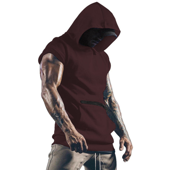 Herre ærmeløs Hoodie-Shirt med praktisk kængurulomme og stilfuldt design Stilla
