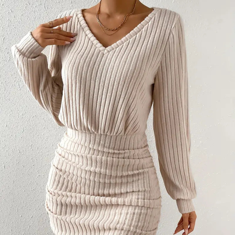 Dame Off-Shoulder Ribbede Bodycon Kjole Stilla