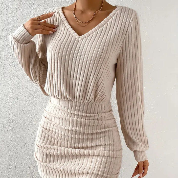Dame Off-Shoulder Ribbede Bodycon Kjole Stilla