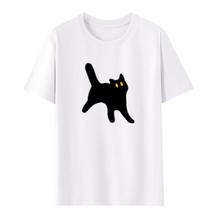 Dame T-shirt med kreativ katte-design og afslappet pasform Stilla