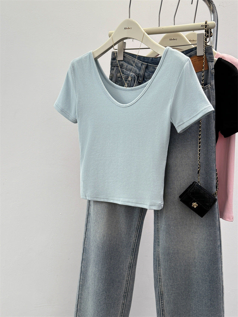 Femme Kortærmet Cropped T-Shirt Stilla