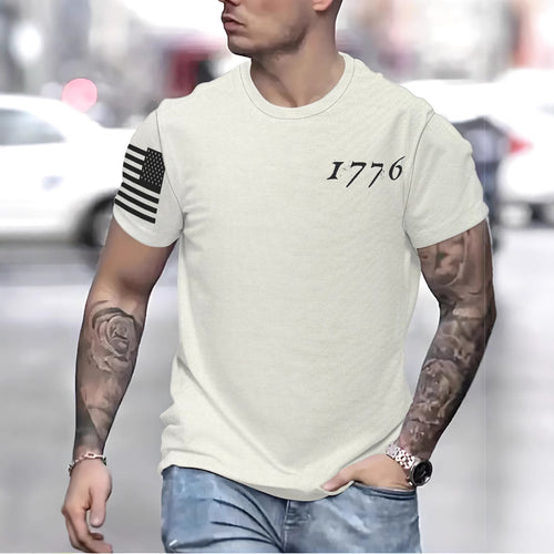 Herren T-Shirt med amerikansk flagmotiv og unikt årstal design Stilla