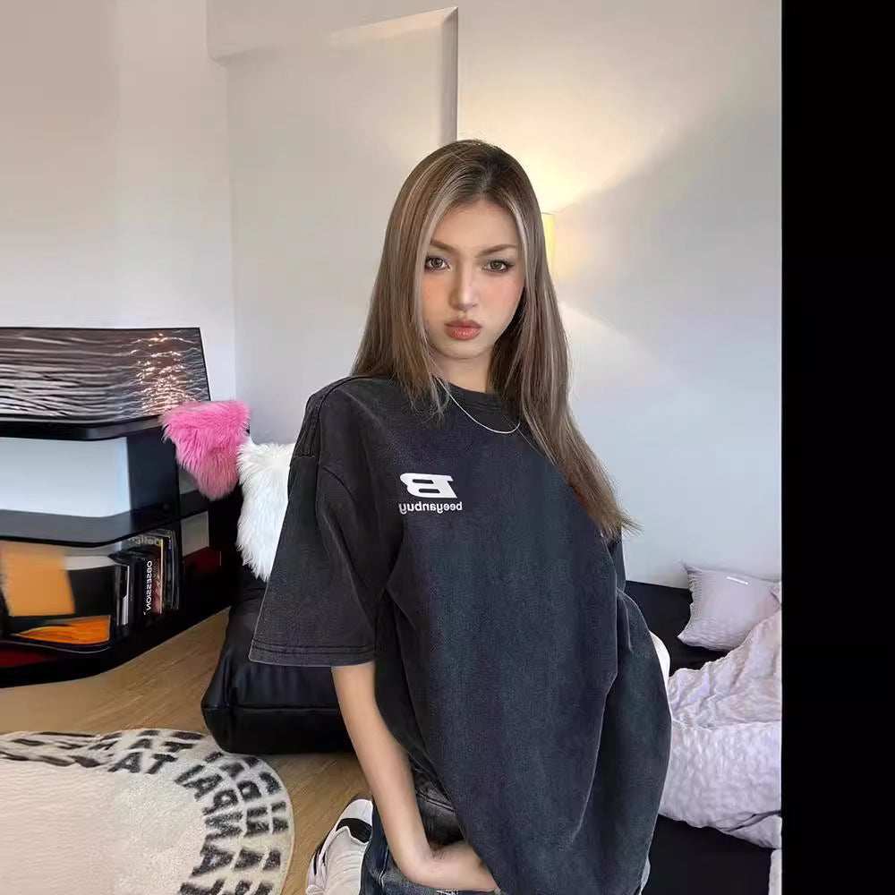 Dame Oversized T-Shirt med kreativt grafikdesign og komfortabel pasform Stilla