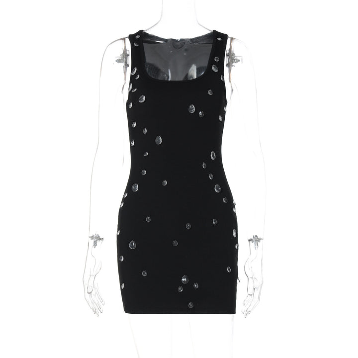 Dame Elegant Minikjole med glitrende rhinestones og tætsiddende snit Stilla