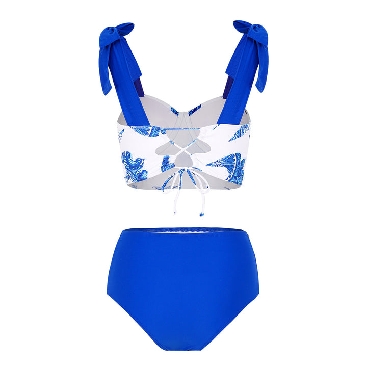 Dame bikini sæt med blomster top og højt skåret trusse Stilla