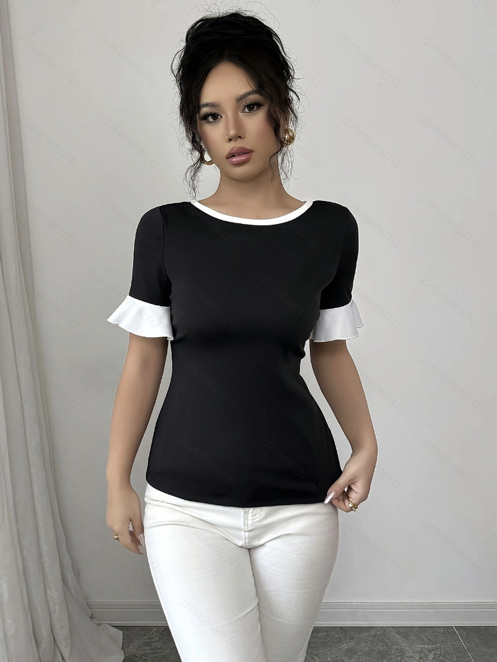 Dame Elegant Ruffled Sleeve Top Stilla