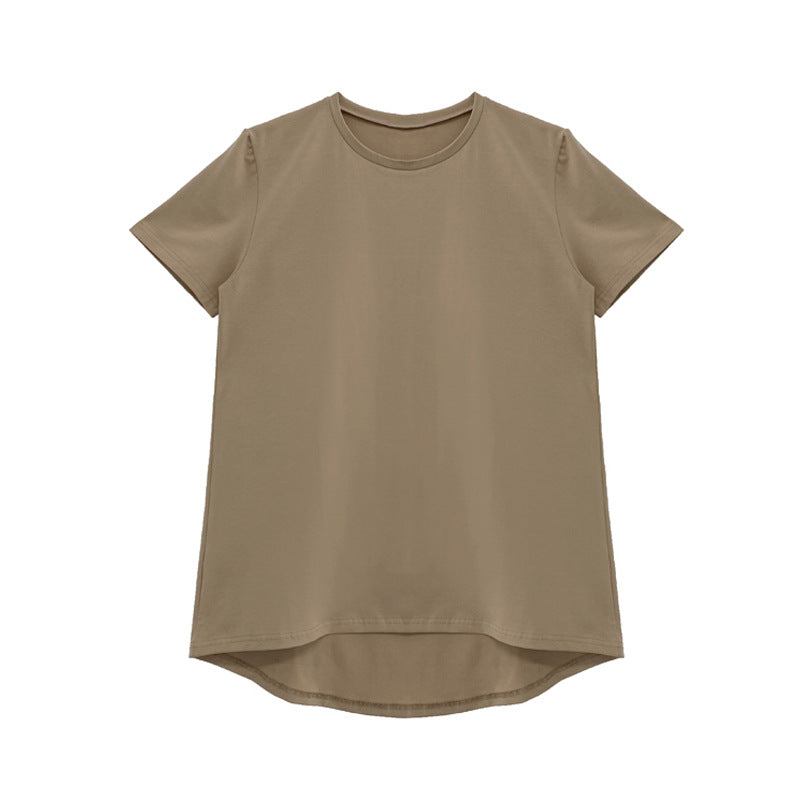 Dame afslappet T-shirt med asymmetrisk bund og åndbart materiale Stilla