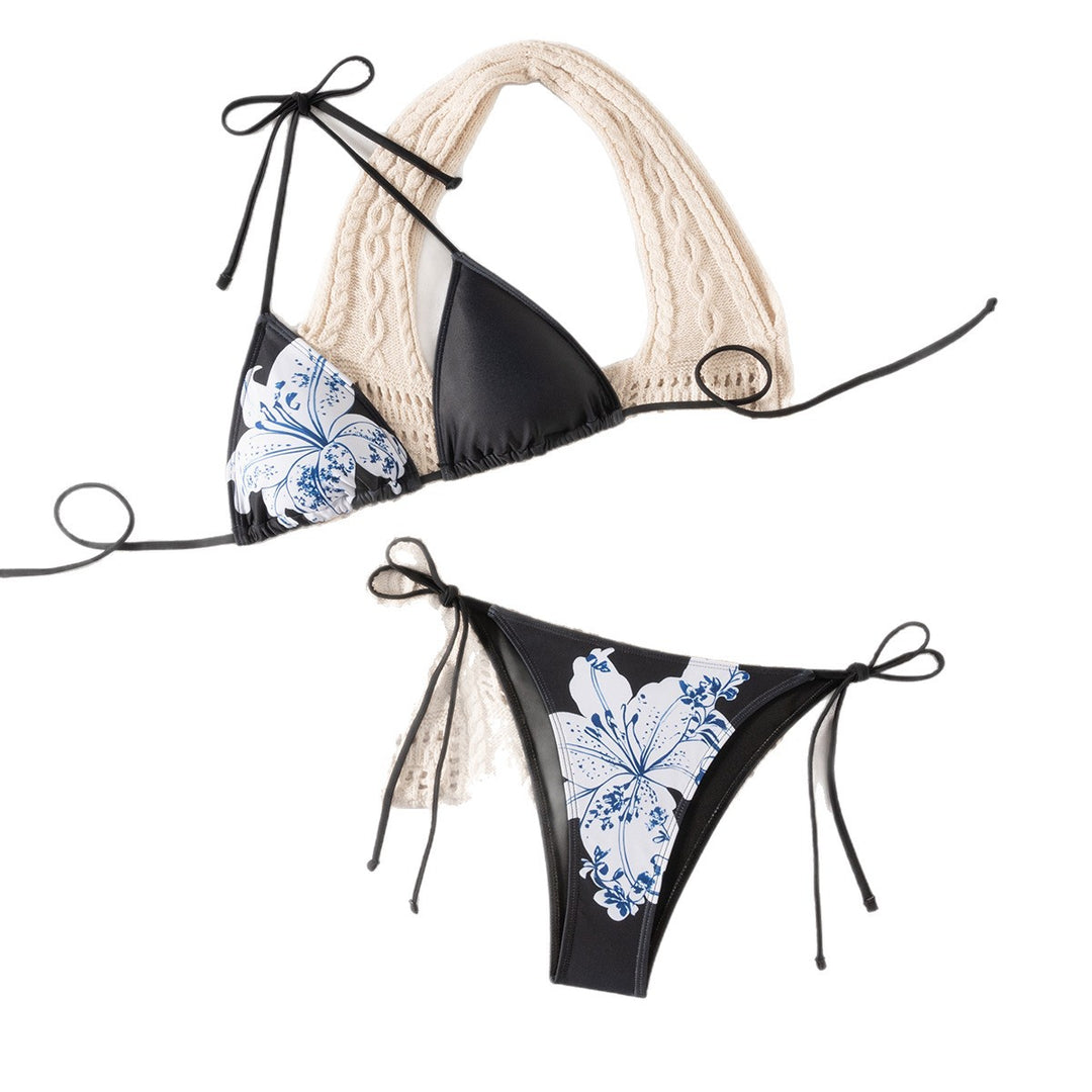 Dame Triangel-Bikini med justerbare stropper og blomsterprint Skovae