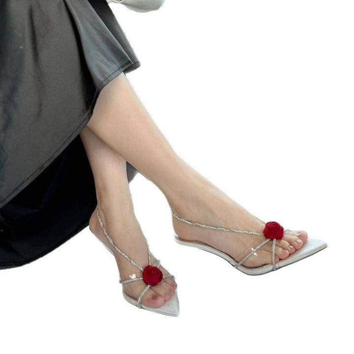 Damer Elegante Åbne Tå Hæle Sandaler med Floral Accent Stilla