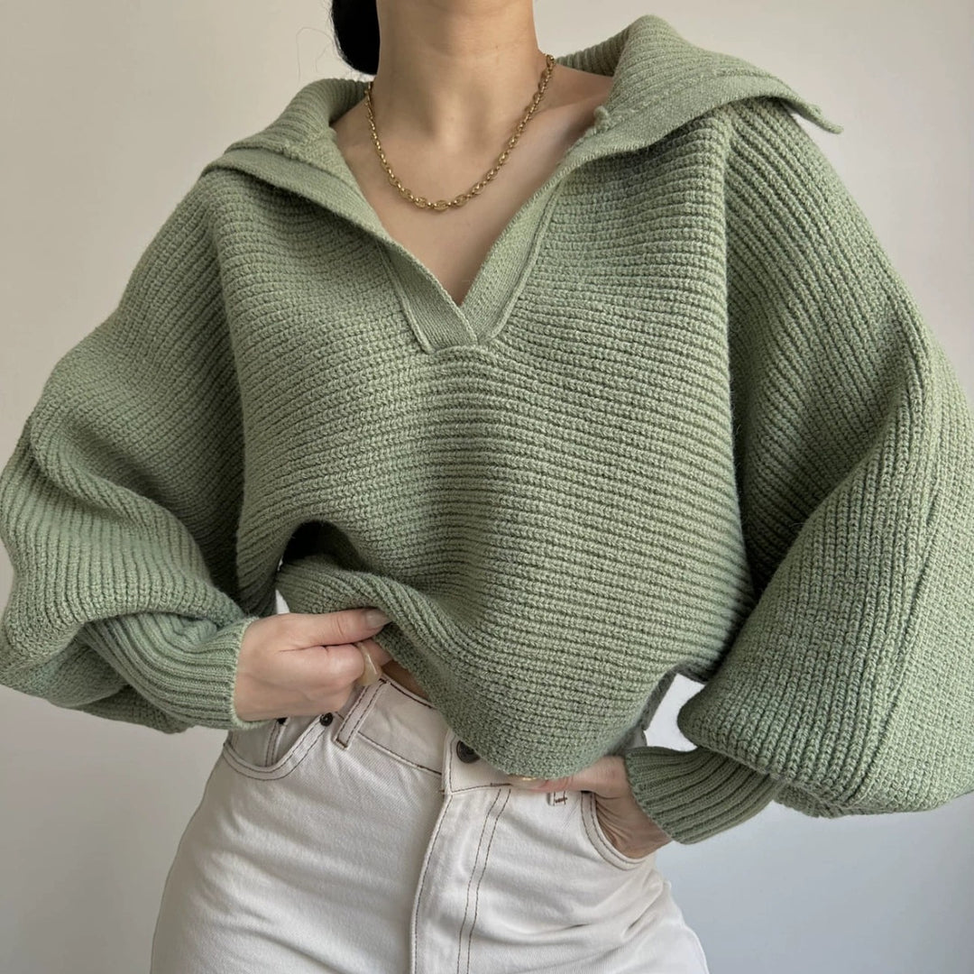 Kvinders pullover med oversized snit og moderne V-hals Skovae
