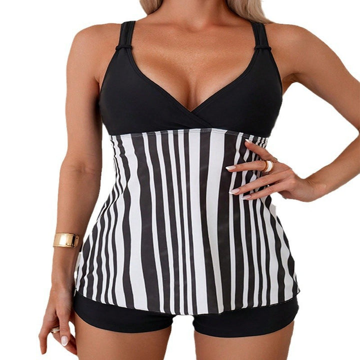 Dame sporty tankini med mode striber Skovae