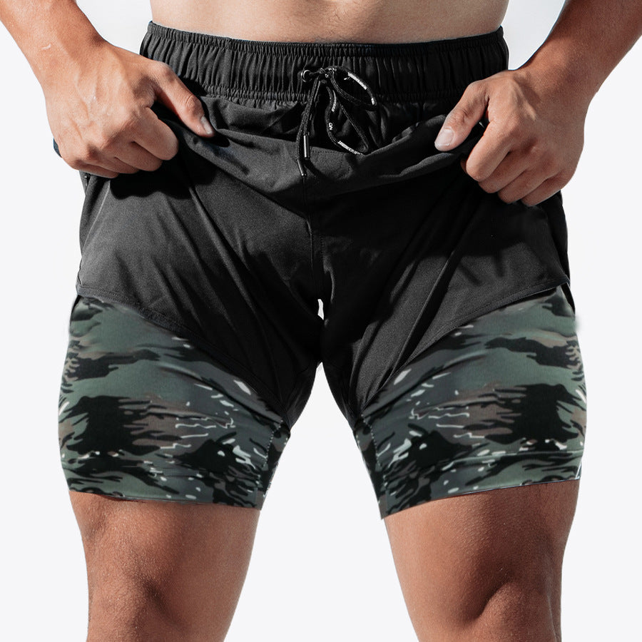 Herrer Åndbare Træningsshorts med indbygget kompressionsundertøj og elastisk talje Stilla