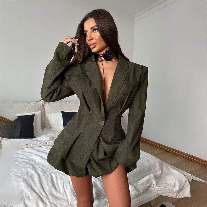 Dame Elegant Struktureret Blazer med Dyb Uddybning Stilla