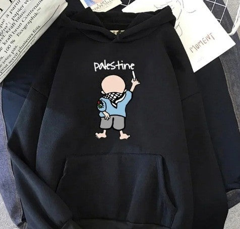 Dame hoodie med kreativt illustreret design Skovae