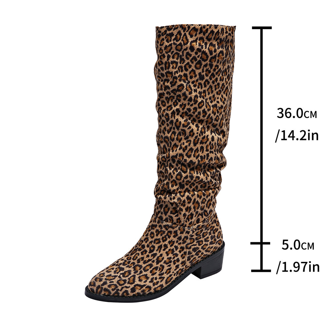 Dame Overkneestøvler med moderne leopardmønster og blødt overmateriale Stilla
