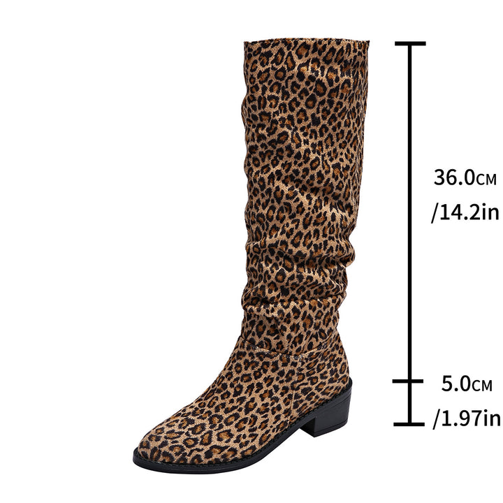 Dame Overkneestøvler med moderne leopardmønster og blødt overmateriale Stilla