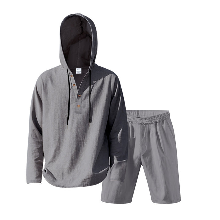 Herre Casual Hoodie-sæt med praktiske knapper og elastisk belægning Stilla