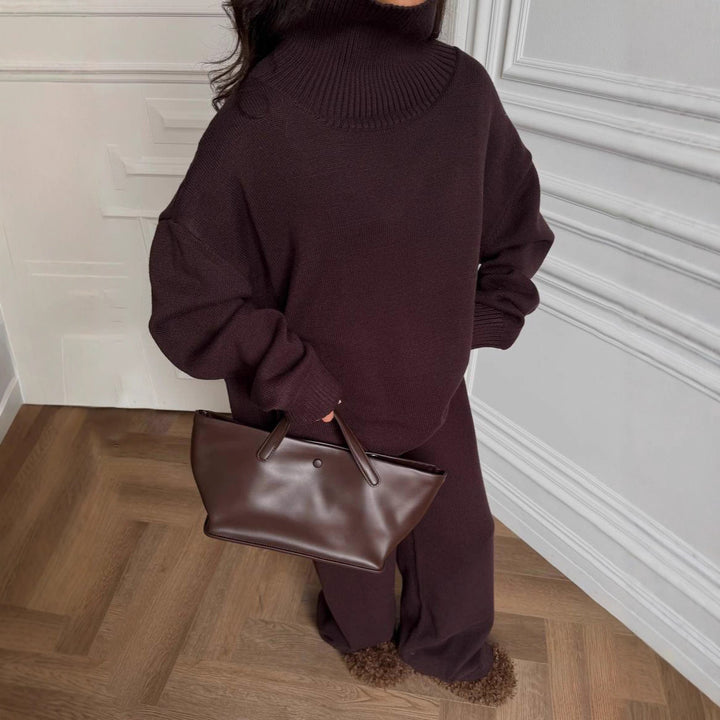 Kvinders Oversized Strik Sweater med Høj Krave Stilla