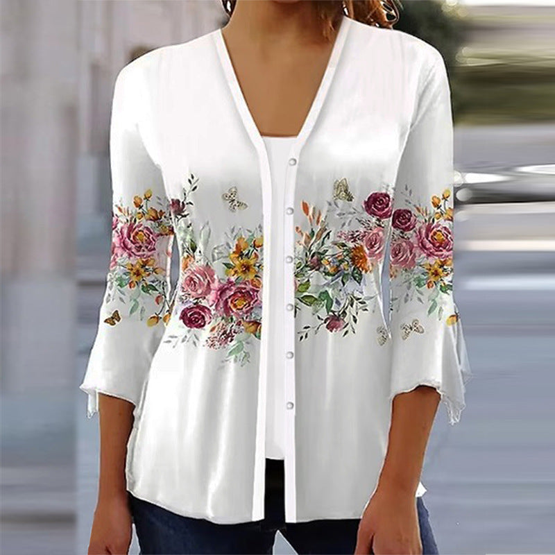 Damebluse med blomsterdesign Stilla
