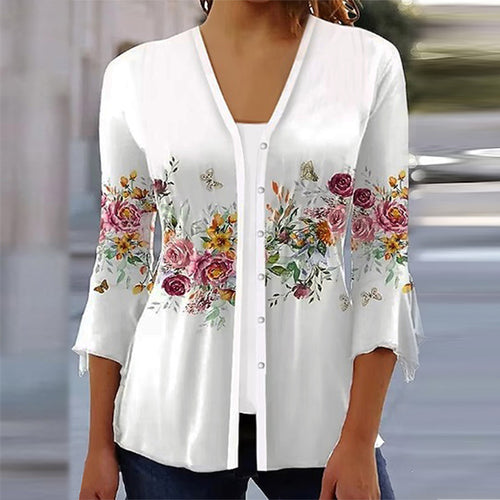 Damebluse med blomsterdesign Stilla