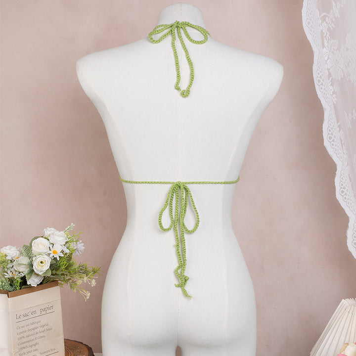 Dame hækle bikini top med blomsterdesign Skovae