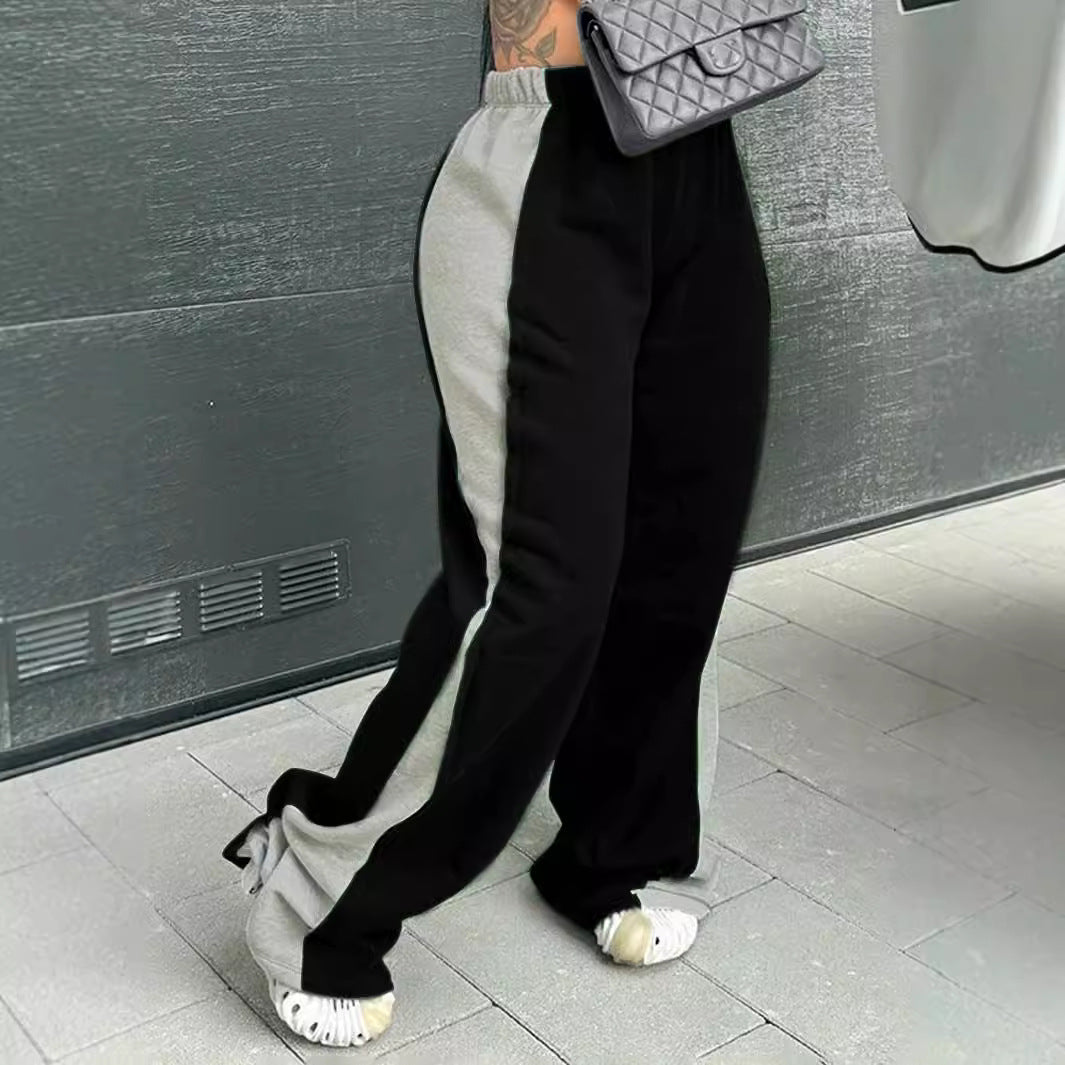 Dame Sporty Sweatpants med sidelæns kontraster og komfortable manchetter Stilla