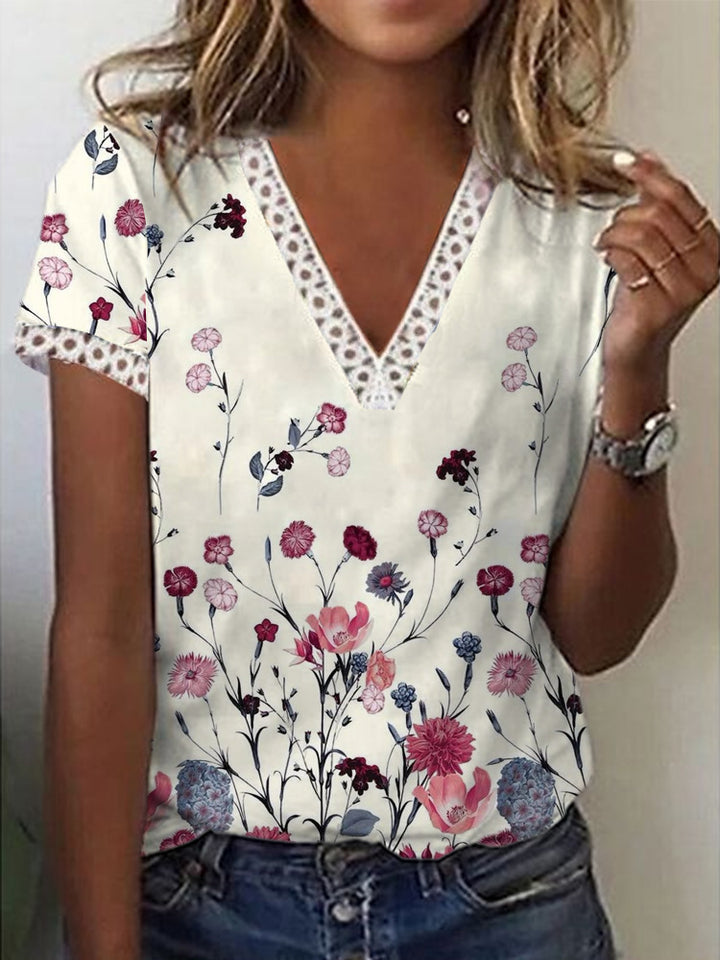 Dame Glitrende V-Pullover Bluse Skovae